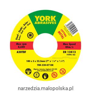 Tarcza do cięcia 180x3x22.23 A30TBF T42 York Abrasives YRK2300710K
