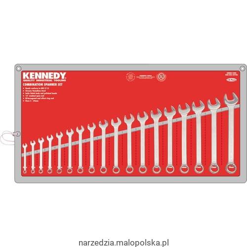 Zestaw kluczy 6-24mm płasko-oczkowych 18szt. satynowane polerowana główka KEN-582-2970K