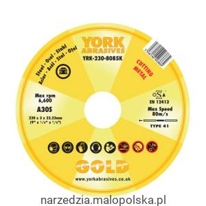 Tarcza do cięcia 230x3x22.23mm A30S York Abrasives YRK2308085K