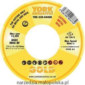 Tarcza do cięcia 115x1.6x22.23mm A46S INOX BF York Abrasives YRK2304440K