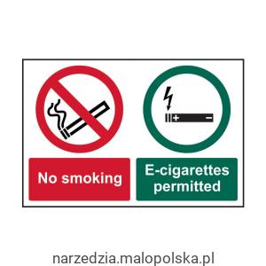 Tabliczka ostrzegawcza NO SMOKING / E-CIGARETTES PERMITTED 300x200mm RIGID Sitesafe SSF9649075K