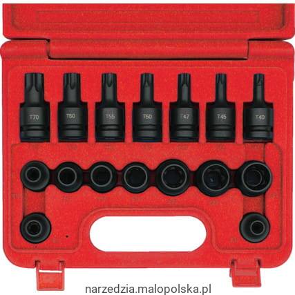 Zestaw nasadek udarowych Torx T40-T70 E10-E24 1/2" 16szt.