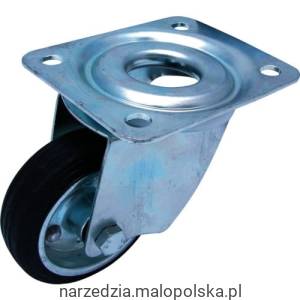 Kółko 80mm z czarnej gumy stalowe z łożyskami obracalne z otworem na trzpień