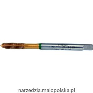 Gwintownik bezwiórowy M4x0,7 HSS-EV TiN wygniatak do miedzi i mosiądzu nakrój B 6H przelotowy i nieprzelotowy maszynowy zielony pasek Swisstech SWT1858015G