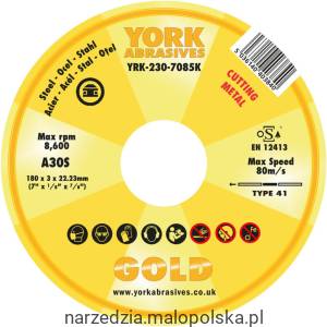 Tarcza do cięcia 180x3x22.23mm A30S York Abrasives YRK2307085K