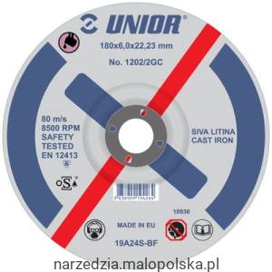 Zagłębiona tarcza do szlifowania żeliwa 180x6x22 1202/2GC Unior (619426)