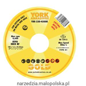 Tarcza do cięcia 180x1.6x22.23mm AS46 INOX BF York Abrasives YRK2304500K