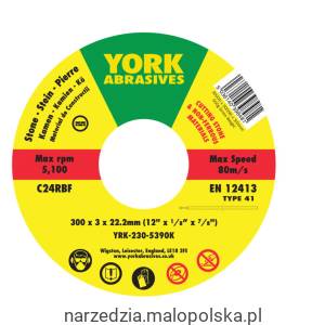 Tarcza do cięcia 300x3x22.23 C24RBF T41 York Abrasives YRK2305390K