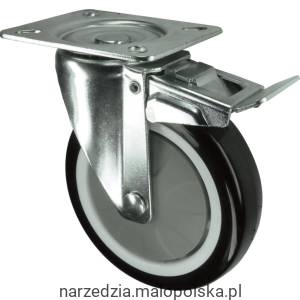 Kółko z hamulcem obrotowe z blaszką mocującą 125mm PU poliuretanowe Atlas Workholders ATL9450596K