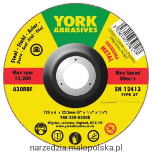 Tarcza do szlifowania 125x6x22.23 A30RBF DPC T27 York Abrasives YRK2300350K MTM PRO22