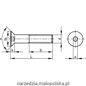 Śruba No.2 UNCx1/4 A2 nierdzewna imbusowa łeb stożkowy 100szt. Qualfast QFT6052042C