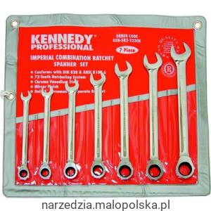 Zestaw kluczy płasko-oczkowych z zapadką 3/8"-3/4" AF 7szt. Kennedy KEN5822230K