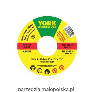 Tarcza do cięcia 180x3x22.23 C24TBF T41 York Abrasives YRK2305260K