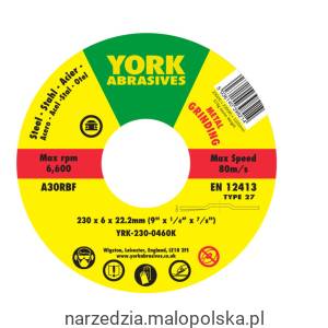 Tarcza do szlifowania 230x6x22.23 A30RBF DPC T27 York Abrasives YRK2300460K