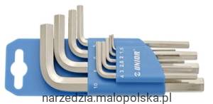 Zestaw kluczy imbusowych na plastikowym wieszaku 1.5-12/10 Unior (617079) 220/3PH