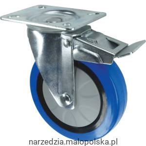 Kółko z hamulcem obrotowe z blaszką mocującą 75mm BLUE gumowe Atlas Workholders ATL9450542K