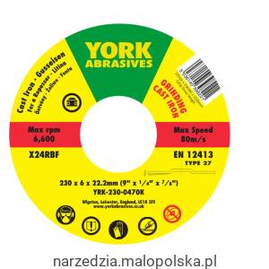 Tarcza do szlifowania 230x6x22.23 X24RBF DPC T27 York Abrasives YRK2300470K