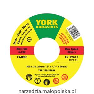 Tarcza do cięcia 300x3x20mm C24RBF T41 York Abrasives YRK2305360K