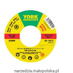 Tarcza do szlifowania 115x6x22.23 A30RBF DPC T27 York Abrasives YRK2300310K