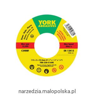 Tarcza do cięcia 115x3x22.23 C24RBF T41 York Abrasives YRK2305160K