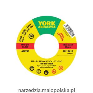 Tarcza do cięcia 115x3x22.23 A30TBF T41 York Abrasives YRK2305150K