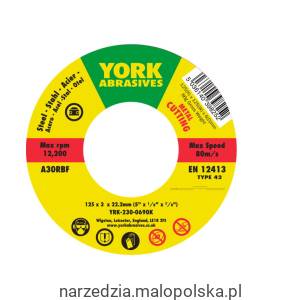 Tarcza do cięcia 125x3x22.23 A30RBF T42 York Abrasives YRK2300690K