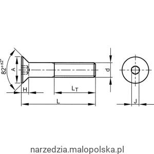 Śruba No.10 UNFx1. A2 nierdzewna imbusowa łeb stożkowy 100szt. Qualfast QFT6052340L