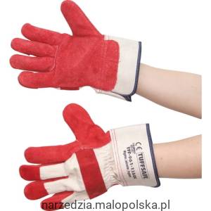 Rękawice robocze skórzane czerwono-białe Tuffsafe TFF9611360K