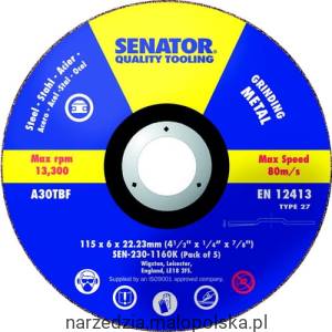 Tarcze szlifierskie 115x6x22,23mm wygięte 5szt. Senator SEN2301160K