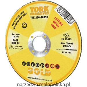 Tarcza do cięcia 115x1x22.23mm A60S INOX BF York Abrasives YRK2304435K