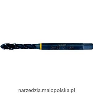 Gwintownik M4x0,7 HSS-EV do stali niskostopowej miękkiej nierdzewnej i mosiądzu spiralny nieprzelotowy 6H din371 din376 nakrój C pasywowany maszynowy żółty pasek Swisstech SWT1850515Y PRO24-1