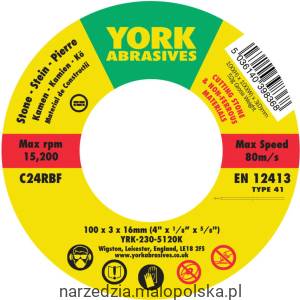 Tarcza do cięcia 100x3x16 C24RBF T41 York Abrasives YRK2305120K
