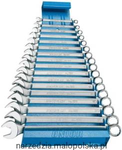 Zestaw kluczy płasko-oczkowych 6-22mm 17szt. długi na metalowym stojaku Unior (605537) 120/1MS