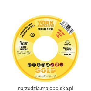 Tarcza do cięcia 125x1.6x22.23mm A46S INOX BF York Abrasives YRK2304470K