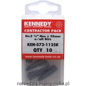 Bity 6-kątne Pozidriv No.2 1/4" 10szt. Kennedy KEN5731125K PRO20