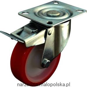 Kółko 100mm x30mm polinuretanowe z wnętrzem nylonowym obrotowe z hamulcem PRO-19 PRO20