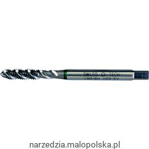 Gwintownik M3x0,5 HSS-EV do stopów aluminium azotowany nakrój C 6H din371 din376 spiralny przelotowy maszynowy zielony pasek Swisstech SWT1857009G