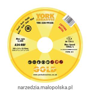 Tarcza do cięcia 350x3.5x22.23mm A24-RBFFLAT York Abrasives YRK2309925K