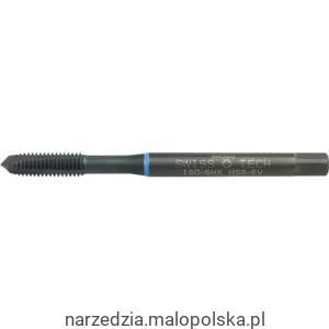 Gwintownik M4x0,7 HSS-EV do stali nierdzewnej din371 din376 rowki proste przelotowy nakrój B 6HX pasywowany maszynowy niebieski pasek Swisstech SWT1852015B PRO20